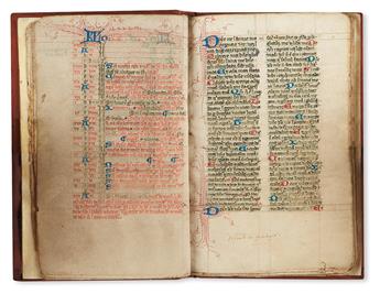 MANUSCRIPT.  [Psalter and other texts.]  Manuscript in Latin on vellum. England, 14th century. Lacks 5 leaves.
